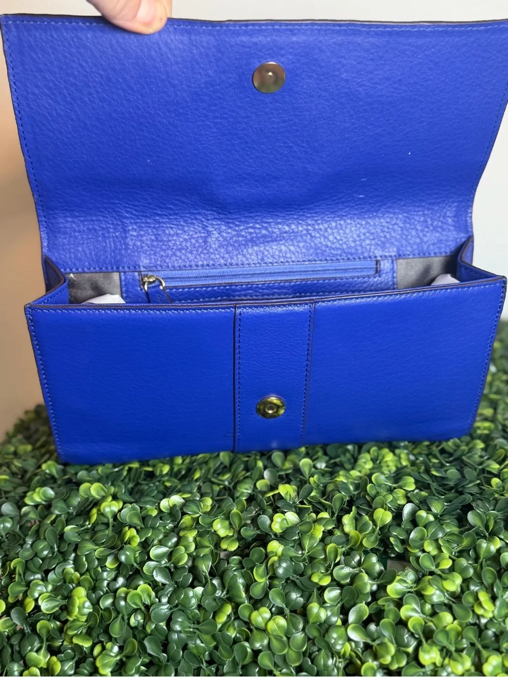 Vince Camuto Cobalt Blue Leather Stud-Detail Clutch